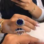 8ct Lab Created Oval Cut Sapphire & Diamond Halo Engagement Ring 14K Gold Plated