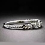 0.5 CT Lab Created Diamond Women's 14K White Gold Plated Art Deco Thin Band Ring