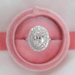 2 ct Created Oval & Round Cut Diamond Halo Engagement Ring 14K White Gold Plated