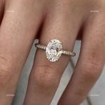 14K Gold Oval Diamond Prong Solitaire with Accents Courageous Lady Ring Jewelry