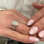 Oval Diamond 14K Solid White Gold Statement Solitaire Trendy Prong Ring Jewelry