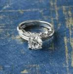 14K Solid White Gold Natural Diamond Solitaire with Accents Prong Ring Jewelry