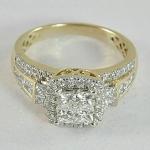 2Ct Princess Cut Lab Created Diamond 14K Gold Plated Engagement Cluster Ring