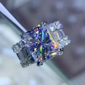 4 ctw Created Radiant & Round Cut Diamond Engagement Ring 14K White Gold Plated