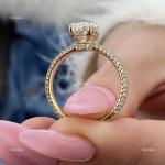14K Gold Oval Diamond Prong Solitaire with Accents Courageous Lady Ring Jewelry