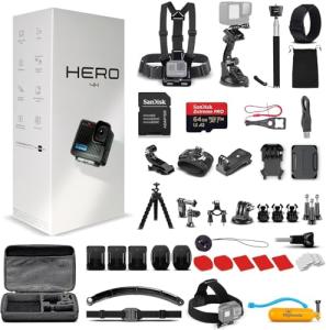 GoPro Hero Black Waterproof 4K Action Camera Bundle