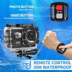 4K Waterproof Action Camera with WiFi Remote