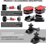 Flexible Adhesive Mount with Go Pro Extension Arm for Insta 360 X4 X3 X2 X RS R,