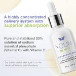 YOUN Beauty 20% Vitamin C Face Serum with Hyaluronic Acid, Ferulic Acid & Vitamin E by Holistic Plastic Surgeon Dr. Anthony Youn | Antioxidant Serum for Face for Skin Hydration, 60 ml