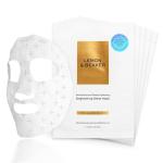 LEMON & BEAKER Brightening Face Masks Pack of 5 - Vegan Korean Face Mask & Microcurrent Gel Sheet Skin Care - Manuka Essential Oil, Hyaluronic Acid & More Potent Botanical Skin Brightening Gel Complex