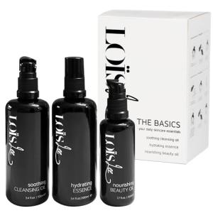 Loïs Lee 3-Step Beauty Ritual Skin Care Set – Cleansing Oil, Hydrating Essence & Beauty Oil – Waterless, Fragrance-Free, 100% Natural, & Vegan Facial Kit – 3-Month Set