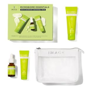 IMAGE Skincare, BIOME+ Microbiome Essentials Skin Barrier Defense Gift Set, 3-Step Regimen with Facial Cleansing Balm, Dew Serum and Smoothing Cream, Travel Size