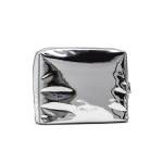 Metallic Silver Waterproof Makeup Bag in Vegan Leather