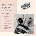 Metallic Silver Waterproof Makeup Bag in Vegan Leather