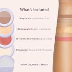 Subtl Staks 4-in-1 Travel Makeup Kit by Subtl Beauty - Eyeshadow Duo, Shine Control Powder, Cream Highlighter, Lip and Cheek - Includes Mirror Lid and Mini Brush - Stackable Makeup Designed for Travel