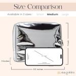 Metallic Silver Waterproof Makeup Bag in Vegan Leather