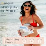 Metallic Silver Waterproof Makeup Bag in Vegan Leather