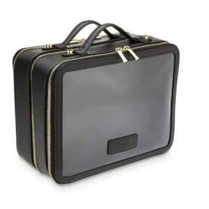 ETOILE - Large Twin Cosmetic Case Black - Dual Compartment Cosmetic Beauty Organizer & Toiletry Case