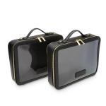 ETOILE - Large Twin Cosmetic Case Black - Dual Compartment Cosmetic Beauty Organizer & Toiletry Case