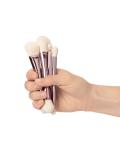 Jenny Patinkin Luxury Sustainable Mini Dual-Ended Makeup Brush Set, 4 Piece Professional & Travel Makeup Brushes with Case, Vegan, Cruelty-Free Brush Kit for Face and Eyes, Eco Friendly, On-The-Go Use