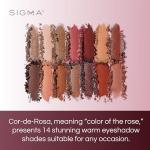 Sigma Beauty Cor-De-Rosa Eyeshadow Palette - 14 Warm Eyeshadow Shades in Matte, Shimmer and Metalic Finishes - Highly Pigmented Vegan Eye Makeup Palette - Clean Beauty Products
