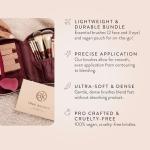 BK BEAUTY Travel Brush Set with Pouch 5-Piece Vegan, Cruelty-Free Brushes for Face & Eyes | Lightweight, Durable Makeup Brushes in Vegan Leather Pouch Perfect Travel-Size Makeup Brush Set