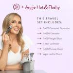 BK BEAUTY BRUSHES - ANGIE HOT & FLASHY Travel Brush Set with Pouch - Foundation Makeup Brushes - Brush for Liquid or Cream Foundations - Under-Eye Concealer | Bronzer, Blush & Highlighter Makeup Brush