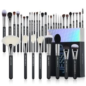 Jessup Makeup Brushes Set Professional 35pcs Premium Synthetic Labeled Make up Brush for Foundation Eyeshadow Concealer Contour Eyeliner Blush Powder and Eyebrow, Cruelty-Free, Black T342