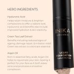 INIKA Organic Full Coverage Liquid Foundation Makeup with Hyaluronic Acid and Argan Oil, Vegan and Organic Foundation for Skin Elasticity and Plumpness, Natural Coverage, Cream, 30ml