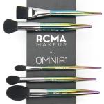 RCMA Makeup x Omnia Professional Makeup Brush 5pc Set, Premium Synthetic Fiber, Iridescent Acrylic Handle, Face Powders, Complexion and Foundation Blending Application Brush set.