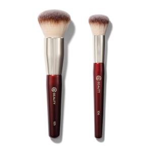 BK BEAUTY - LARGE BUFFER & ROUND FOUNDATION (2PC) - Professional Makeup Brush Set for Liquid or Cream Foundations, Powder & Blush | Premium Face Brushes for Flawless Application