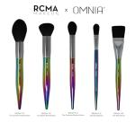 RCMA Makeup x Omnia Professional Makeup Brush 5pc Set, Premium Synthetic Fiber, Iridescent Acrylic Handle, Face Powders, Complexion and Foundation Blending Application Brush set.