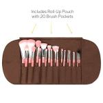 Bdellium Tools Professional Makeup Brush Pink Bambu Series - Deluxe 22pc. Brush Set with Roll-Up Pouch