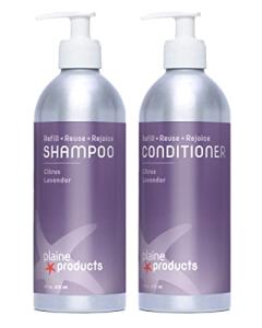Plaine Products Eco-Friendly Shampoo and Conditioner - Citrus Lavender - Sulfate Free, 16oz (Refillable Bottles with Pumps)