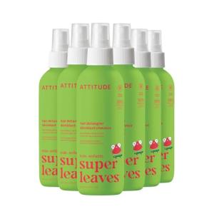 ATTITUDE Rinse-free Hair Detangler Spray for Kids, EWG Verified Leave In Product, Plant- and Mineral-Based Ingredients, Vegan, Watermelon & Coco, 8 Fl Oz (Pack of 6)