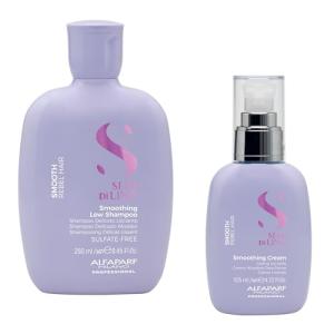 Alfaparf Milano Semi di Lino Smooth Sulfate Free Shampoo and Smoothing Cream Set for Frizzy Hair - Anti Frizz Hair Care to Revitalize, Protect, Smooth and Restore Shine