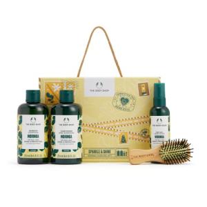 The Body Shop Sparkle & Shine Moringa Haircare Gift Set – Hydrating & Moisturizing Vegan Products for Shinier Hair – 4 Items