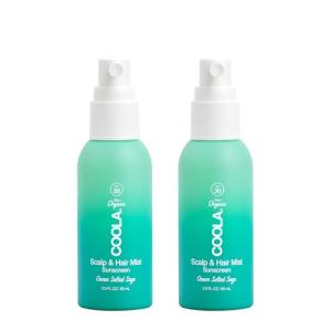 COOLA Organic Scalp Spray & Hair Sunscreen Mist with SPF 30, Dermatologist Tested Hair Care for Daily Protection, Vegan and Gluten Free, Ocean Salted Sage,2 Fl Oz (Pack of 2)