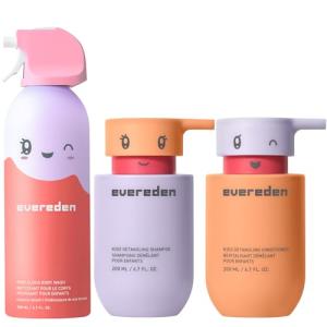 Evereden Kids Bathtime Trio: Hair Detangling Shampoo & Conditioner Set + Cloud Body Wash - Clean & Vegan Kids Haircare Set Paired With Fun Foaming Body Wash - No Sulfates, Paraben, or Phthalate