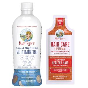 MaryRuth's Liquid Nighttime Multimineral (Coconut, 32oz) & Hair Care Liposomal (Maple French Toast) | Clean Label Project Verified® | Sugar-Free, Vegan | Sleep, Beauty, Hair & Skin Support