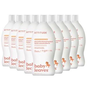 ATTITUDE Baby Dish Soap and Bottle Cleaner, EWG Verified Dishwashing Liquid, No Added Dyes or Fragrances, Tough on Milk Residue and Grease, Vegan, Pear Nectar, 23.7 Fl Oz (Pack of 9)