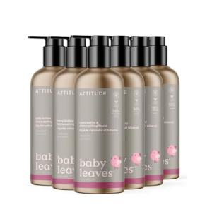 ATTITUDE Baby Dish Soap and Bottle Cleaner, EWG Verified Dishwashing Liquid, No Added Dyes or Fragrances, Tough on Milk Residue and Grease, Vegan, Refillable Bottle, Unscented, 16 Fl Oz (Pack of 6)