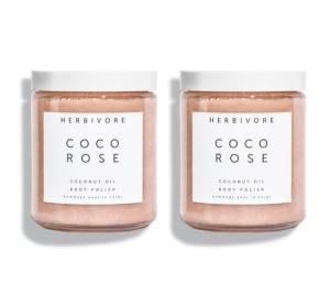 HERBIVORE Coco Rose Coconut Oil Body Polish | Exfoliating Body Scrub with Shea Butter | Smooths & Softens Skin, Plant-Based, Vegan, for All Skin Types, 237 mL / 8 oz (2-pack)