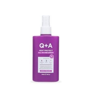 Q+A Heat Protect All-In-One Spray (150ml), Heat Protection Spray for Hair, 13-Benefit Multi-Tasking Heat Protectant, Strengthening and Anti-Frizz Hair Spray with Hyaluronic Acid Complex