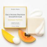 JUNIPER ASPEN Rice Water Protein Shampoo Bar – Solid Shampoo for All Hair Types with Kaolin Clay – Strengthening, Nourishing, Plastic-Reducing Hair Care – 3.5oz Bar – Women-Owned (Mango Papaya)