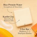 JUNIPER ASPEN Rice Water Protein Shampoo Bar – Solid Shampoo for All Hair Types with Kaolin Clay – Strengthening, Nourishing, Plastic-Reducing Hair Care – 3.5oz Bar – Women-Owned (Mango Papaya)