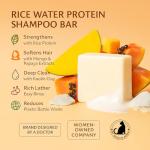 JUNIPER ASPEN Rice Water Protein Shampoo Bar – Solid Shampoo for All Hair Types with Kaolin Clay – Strengthening, Nourishing, Plastic-Reducing Hair Care – 3.5oz Bar – Women-Owned (Mango Papaya)