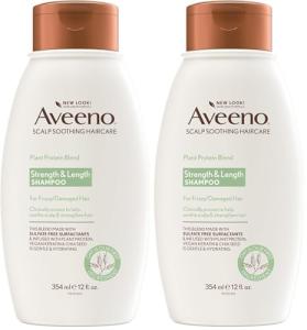 Aveeno Plant Protein Blend Shampoo for Strong Healthy-Looking Hair, 12 fl oz (Pack of 2)