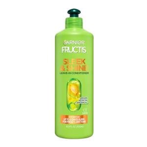 Garnier Fructis Sleek and Shine Intense Smooth Leave In Conditioner, Conditioning Hair Cream for Frizzy, Dry Hair, Plant Keratin + Argan Oil, Value Size, 16.9 Fl Oz