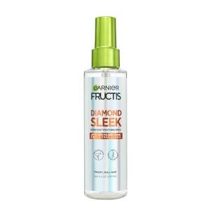 Garnier Fructis Diamond Sleek Hair Shine Spray, Frizz Control and Heat Protectant for Frizzy, Dry Hair, Formulated with Vegan Keratin Smoothing Complex and Argan Oil, 4.6 Fl Oz